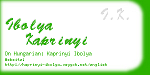 ibolya kaprinyi business card